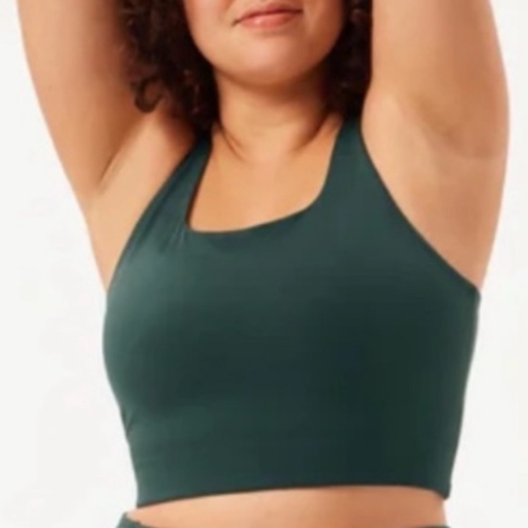 Girlfriend Collective Paloma Racerback Bra Moss Green Longline Workout X-Small